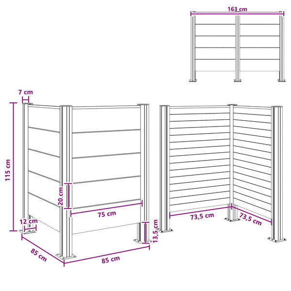 Roska-aitaus Harmaa 85 x 85 x 115 cm Alumiini ja WPC