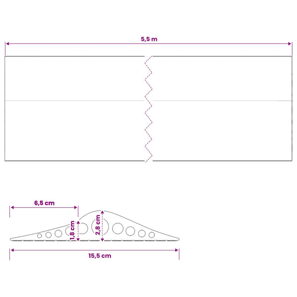 Työkaluväylän lattia-tiiviste Musta 155 x 28 mm 5,5 m EPDM-kumi