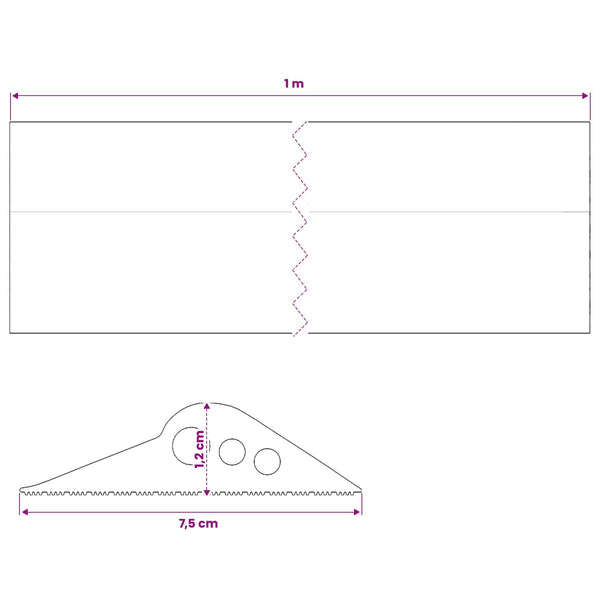 Työkaluväylän lattia-tiiviste Musta 75 x 12 mm 1 m EPDM-kumi