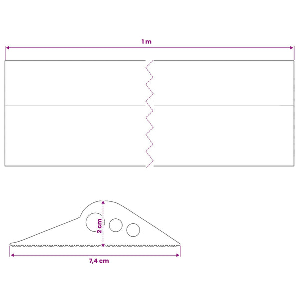 Työkaluväylän lattia-tiiviste Musta 74 x 20 mm 1 m EPDM-kumi