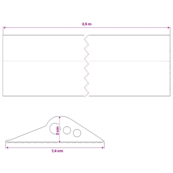Työkaluväylän lattia-tiiviste Musta 74 x 20 mm 3,5 m EPDM-kumi
