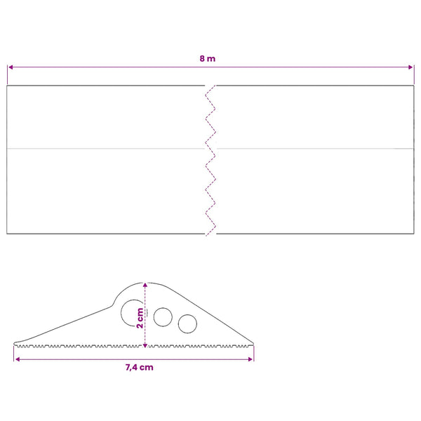 Työkaluväylän lattia-tiiviste Musta 74 x 20 mm 8 m EPDM-kumi