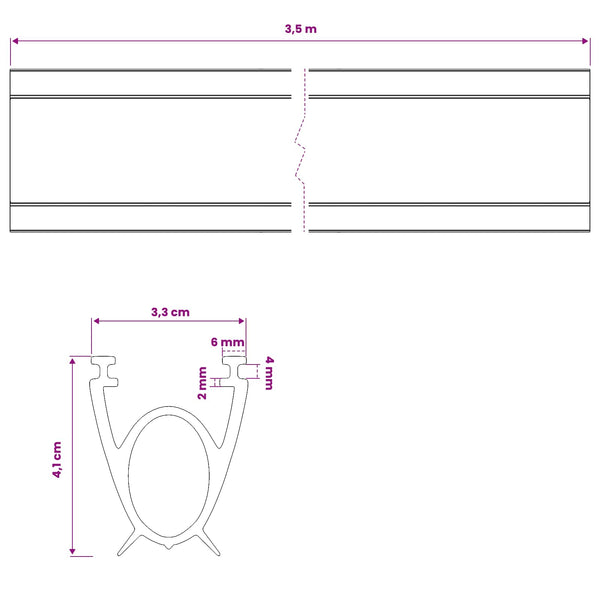 Autotallin ovitiiviste 41 x 33 mm 3,5 m Polyvinyylikloridi