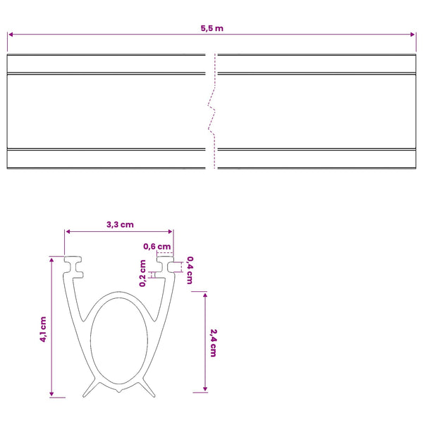 Autotallin ovitiiviste 41 x 33 mm 5,5 m Polyvinyylikloridi