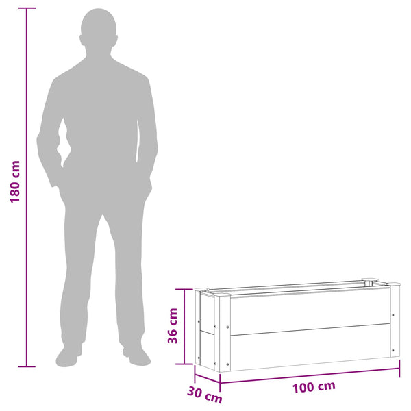 Puutarhan Korotettu Kukkalaatikko Harmaa 100 x 30 36 cm