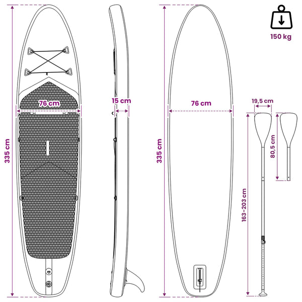 SUP-levy penkillä 2-in-1 APEX 335 x 76 x 15 cm Tumma Sininen