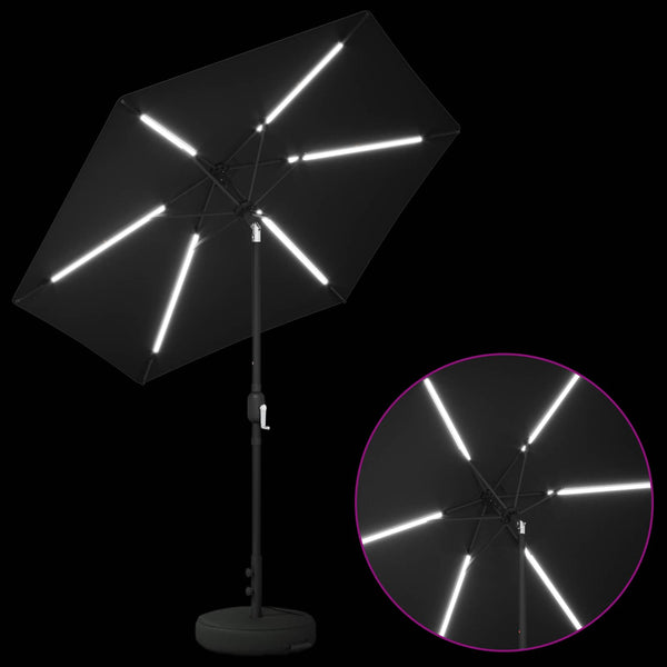Puutarhaparasi LED-valoilla ja jalustalla 230 x 230 cm