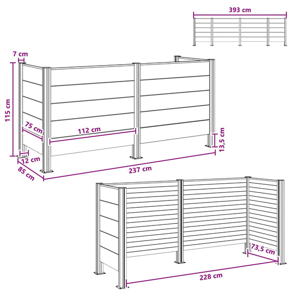 Roska-aitaus Harmaa 237 x 85 x 115 cm Alumiini ja WPC