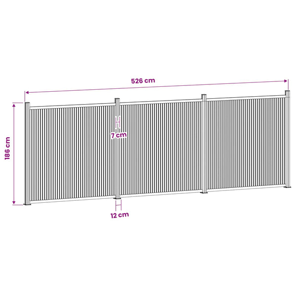 Aitapaneeli 3 kpl 530 x 186,5 cm WPC ja alumiini Musta