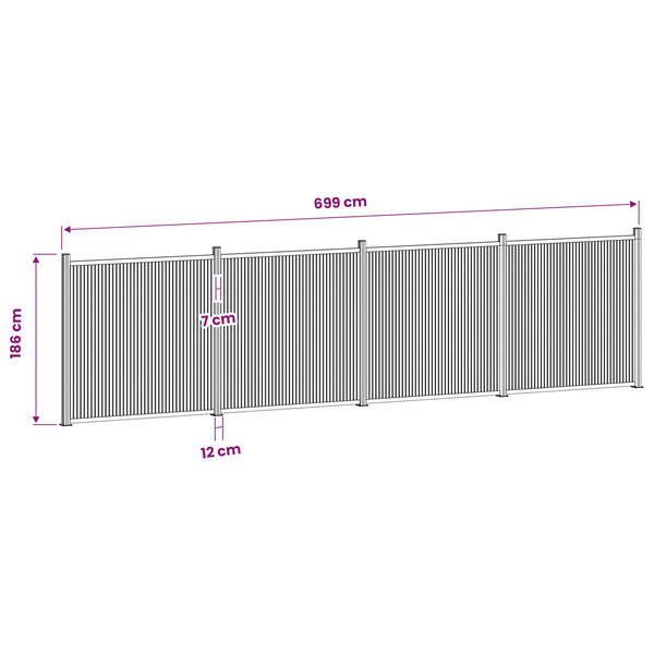 Aitapaneeli 4 kpl 705 x 186,5 cm WPC ja alumiini Musta