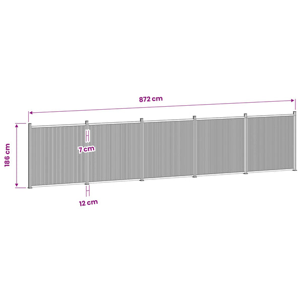 Aitapaneeli 5 kpl 880 x 186,5 cm WPC ja alumiini Musta