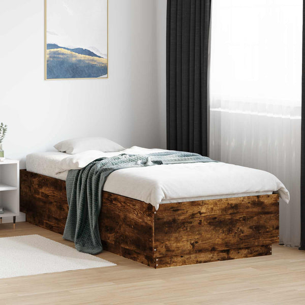 Sängyn runko LED-valolla Savutammi 80 x 200 cm Tekninen puu