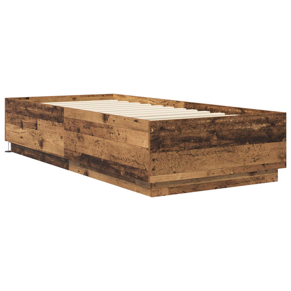Sängyn runko LED-valolla Vanha puu 80 x 200 cm Tekninen puu