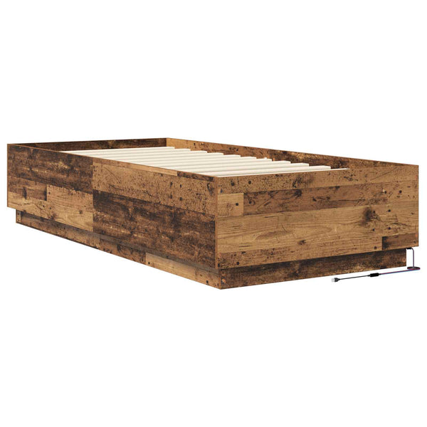 Sängyn runko LED-valolla Vanha puu 80 x 200 cm Tekninen puu