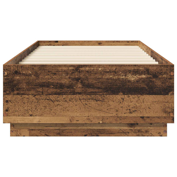 Sängyn runko LED-valolla Vanha puu 80 x 200 cm Tekninen puu