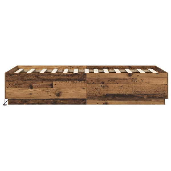 Sängyn runko LED-valolla Vanha puu 80 x 200 cm Tekninen puu