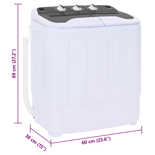 Mini pesukone kaksisäiliöllä 3,6 kg Musta ja Valkoinen