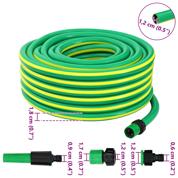 Puutarhaletku 5-kerroksinen Vihreä ja keltainen 12 mm