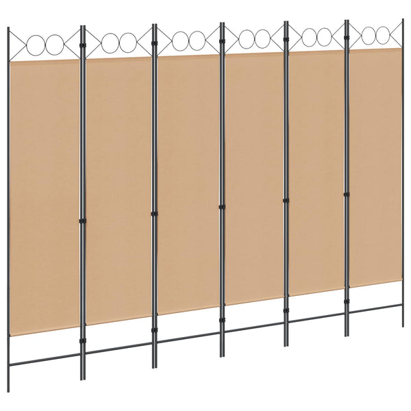 6-paneeli huonejakaja Beige 240 x 180 cm Kangas