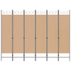 6-paneeli huonejakaja Beige 240 x 180 cm Kangas