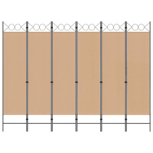 6-paneeli huonejakaja Beige 240 x 180 cm Kangas