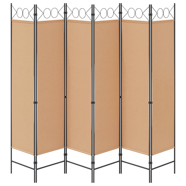6-paneeli huonejakaja Beige 240 x 180 cm Kangas