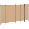 6-paneeli huonejakaja Beige 300 x 180 cm Kangas