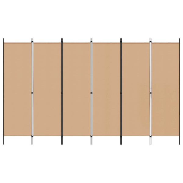 6-paneeli huonejakaja Beige 300 x 180 cm Kangas