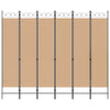 6-paneeli huonejakaja Beige 240 x 200 cm Kangas