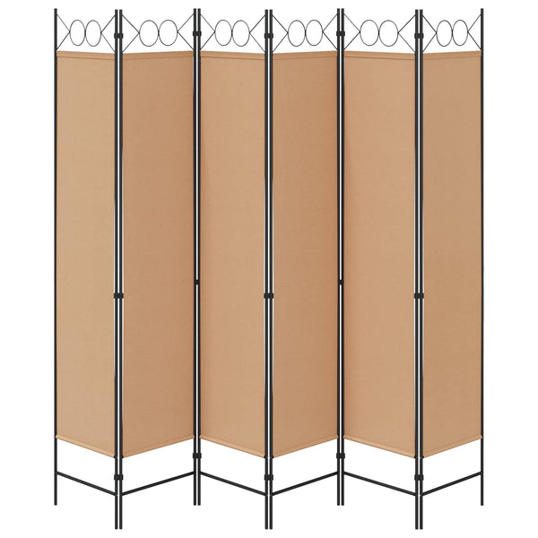 6-paneeli huonejakaja Beige 240 x 200 cm Kangas