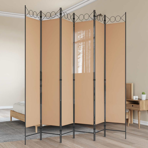 6-paneeli huonejakaja Beige 240 x 220 cm Kangas