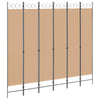 6-paneeli huonejakaja Beige 240 x 220 cm Kangas