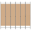 6-paneeli huonejakaja Beige 240 x 220 cm Kangas