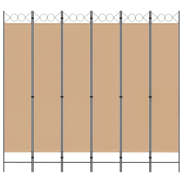 6-paneeli huonejakaja Beige 240 x 220 cm Kangas