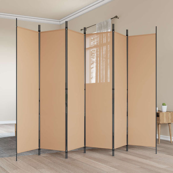 6-paneeli huonejakaja Beige 300 x 200 cm Kangas
