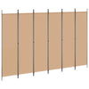 6-paneeli huonejakaja Beige 300 x 200 cm Kangas