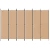 6-paneeli huonejakaja Beige 300 x 200 cm Kangas