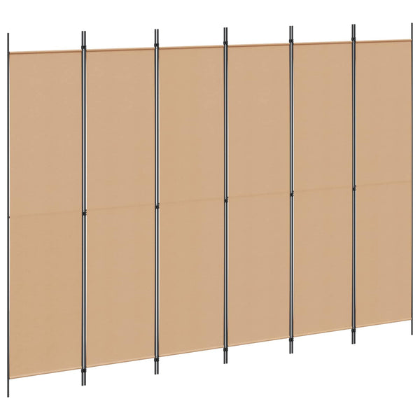 6-paneeli huonejakaja Beige 300 x 220 cm Kangas