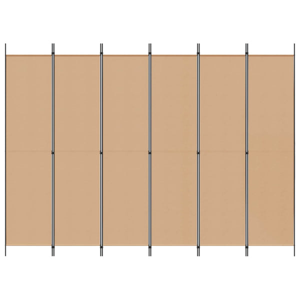6-paneeli huonejakaja Beige 300 x 220 cm Kangas