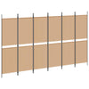6-paneeli huonejakaja Beige 300 x 180 cm Kangas