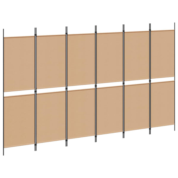6-paneeli huonejakaja Beige 300 x 180 cm Kangas