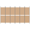 6-paneeli huonejakaja Beige 300 x 180 cm Kangas