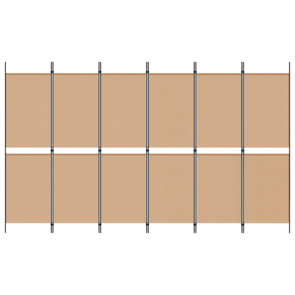 6-paneeli huonejakaja Beige 300 x 180 cm Kangas