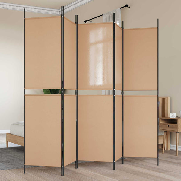5-paneelin huonejakaja Beige 250 x 200 cm Kangas