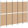 5-paneelin huonejakaja Beige 250 x 200 cm Kangas