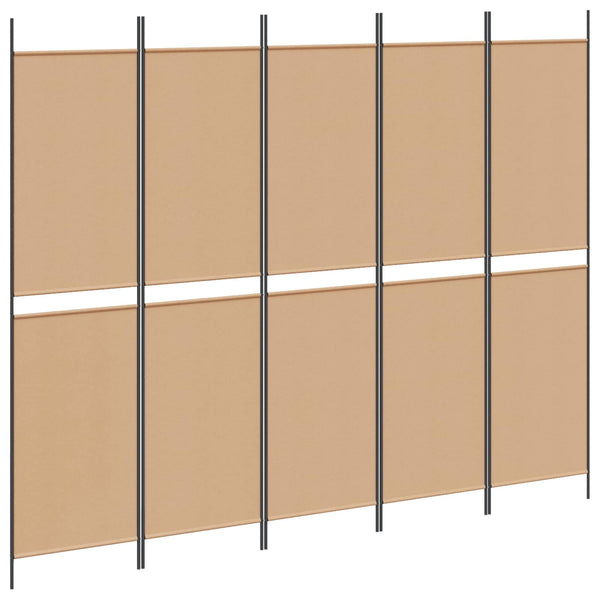 5-paneelin huonejakaja Beige 250 x 200 cm Kangas