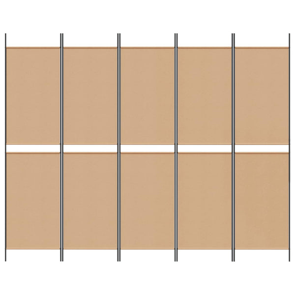 5-paneelin huonejakaja Beige 250 x 200 cm Kangas