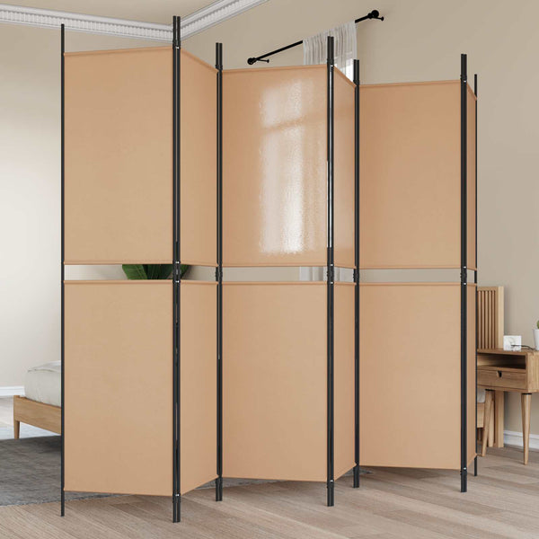 6-paneeli huonejakaja Beige 300 x 200 cm Kangas
