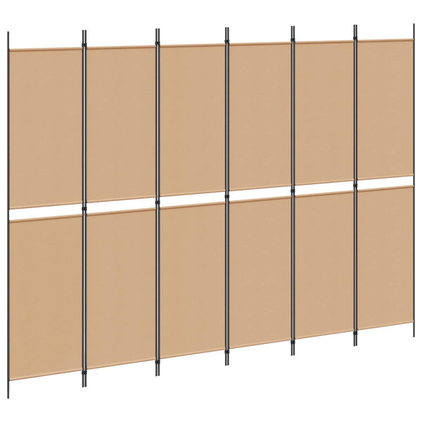 6-paneeli huonejakaja Beige 300 x 220 cm Kangas