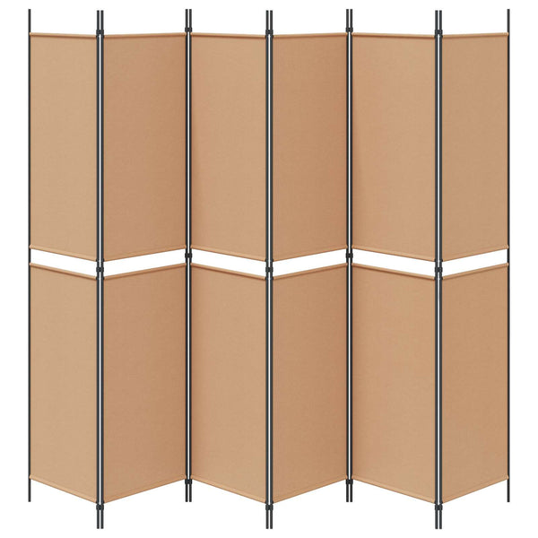6-paneeli huonejakaja Beige 300 x 220 cm Kangas